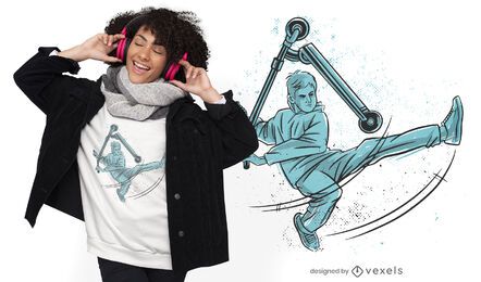 Kid doing scooter trick t-shirt design