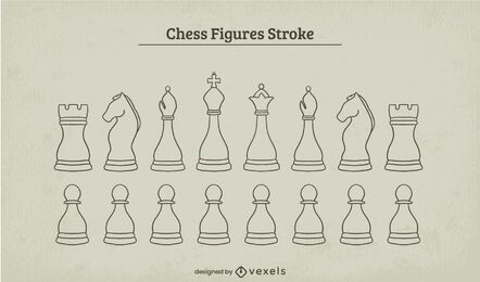 Classic Chess Pieces Stroke Set Vector Download