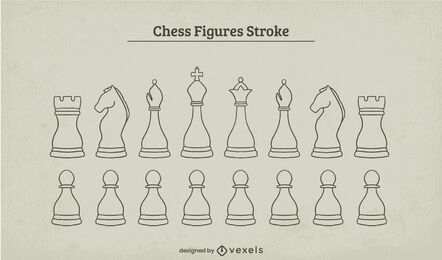 Klassisches Schachfiguren-Strich-Set