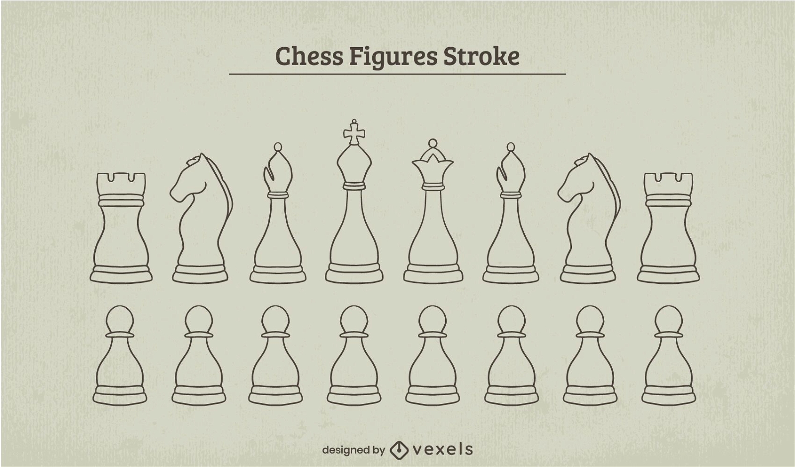 Juego de trazos de piezas de ajedrez clásico