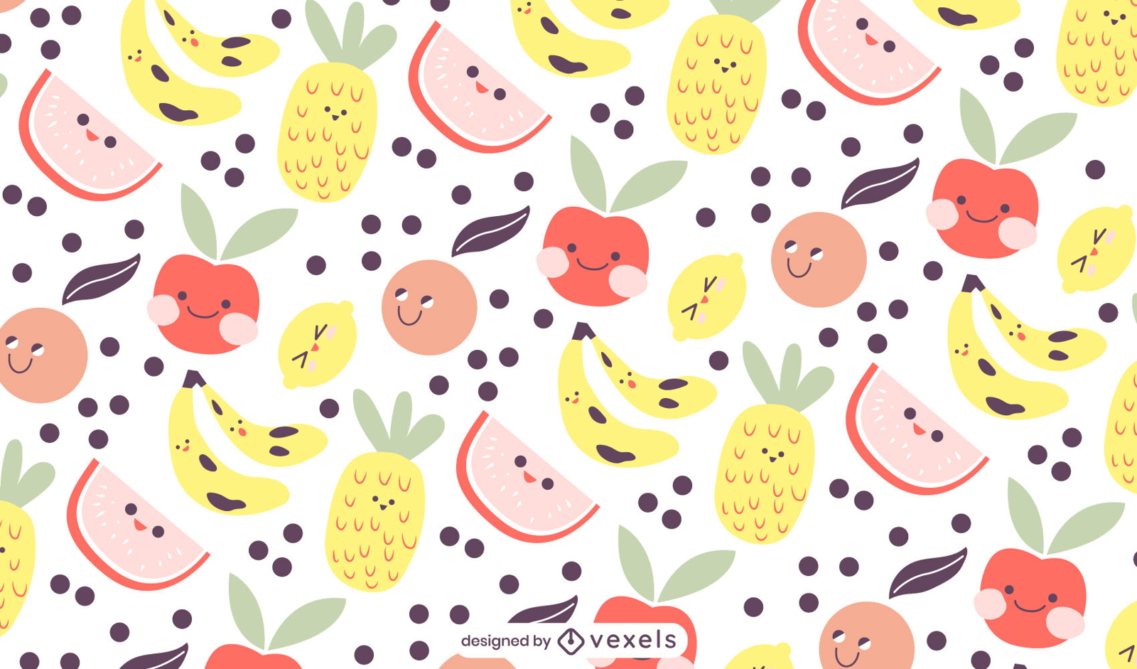 Projeto de padrão bonito de frutas para bebês comidas saudáveis