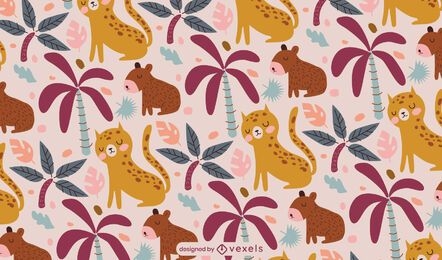 Baby wild animals jungle pattern design