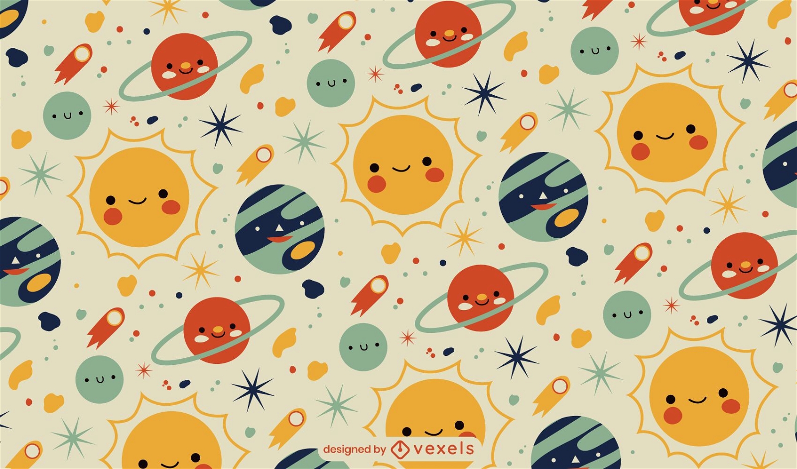 Cute baby planets space pattern design