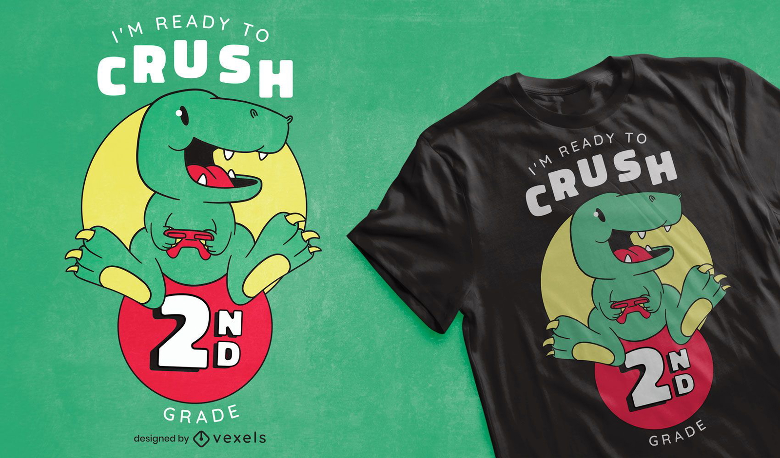 Gaming cute dino school t-shirt design