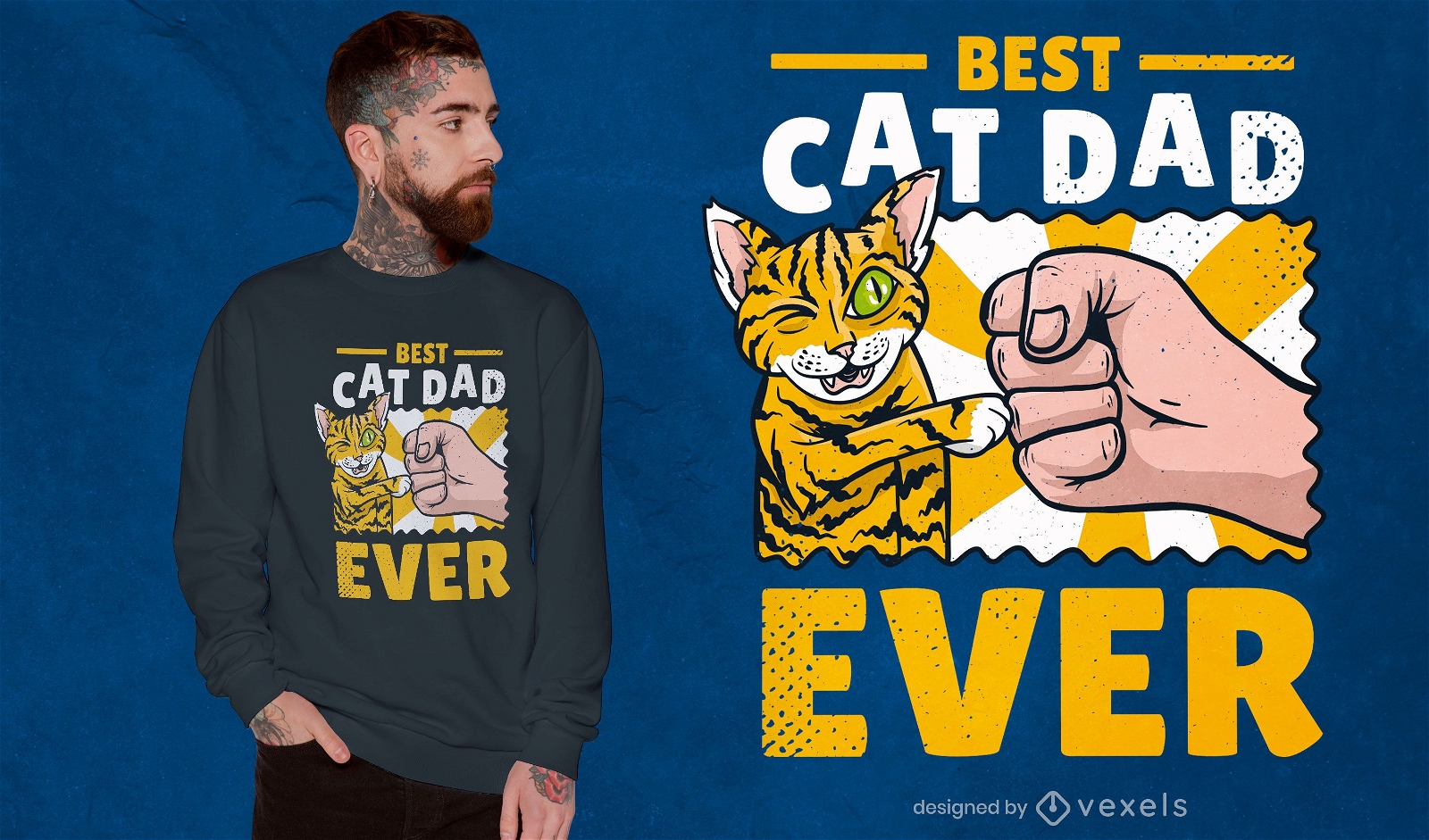 Diseño de camiseta con cita de papá y gato que golpea el puño
