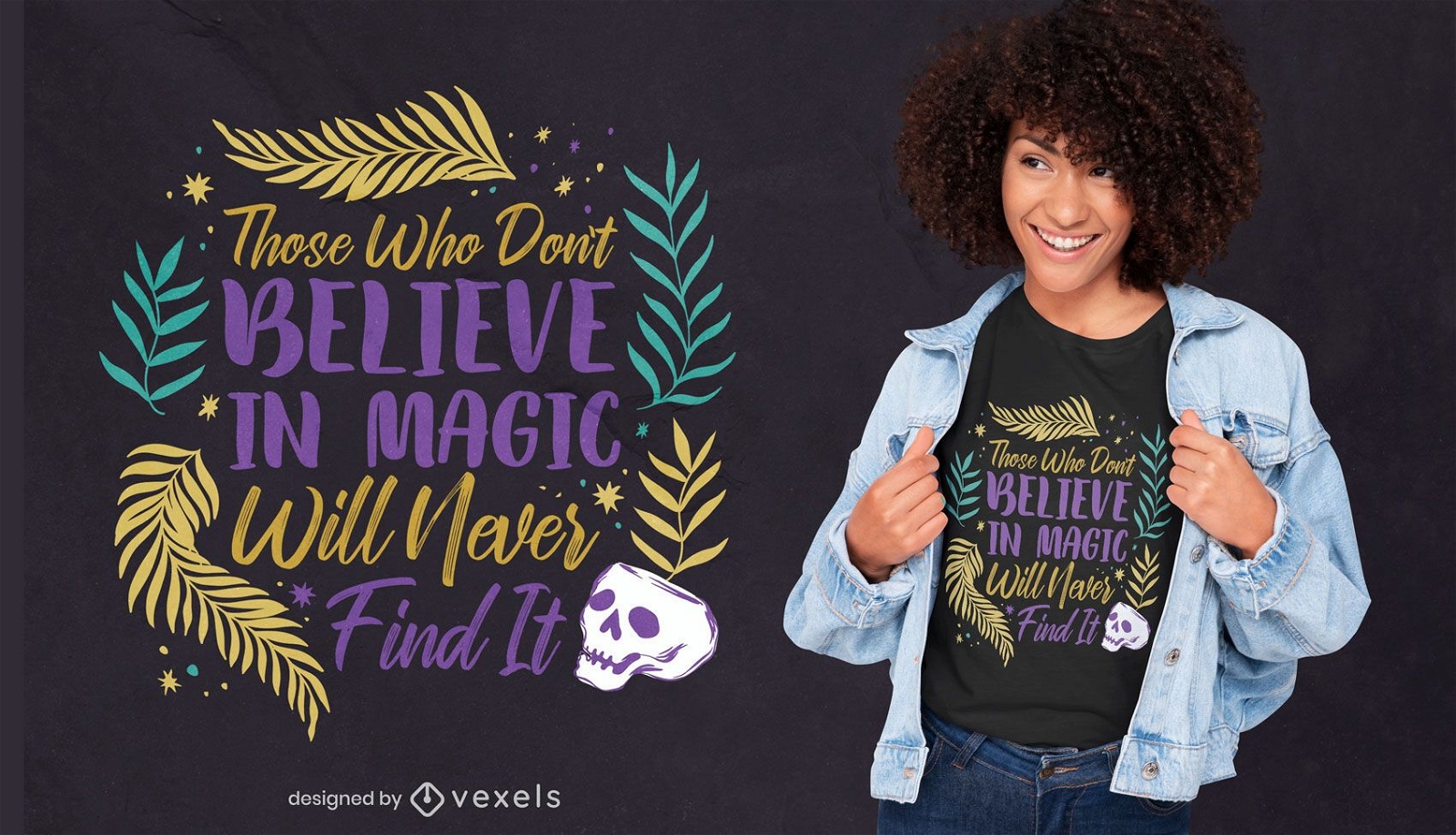 Glaube an magisches T-Shirt-Design mit Schriftzug