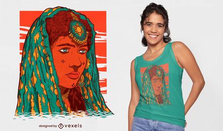 Südasiatische Frau Gesichtstätowierung T-Shirt Design