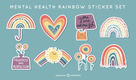 Mental health rainbows sticker set