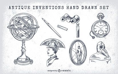 Mão desenhada vintage invenções