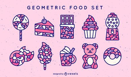 Conjunto de trazos de color de comida geométrica