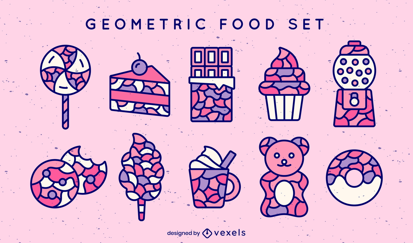 Conjunto geométrico de cores de alimentos