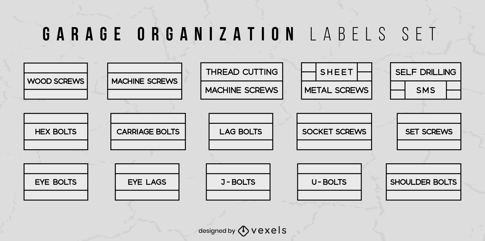 Etikettenset für die Organisation der Garagenlagerung