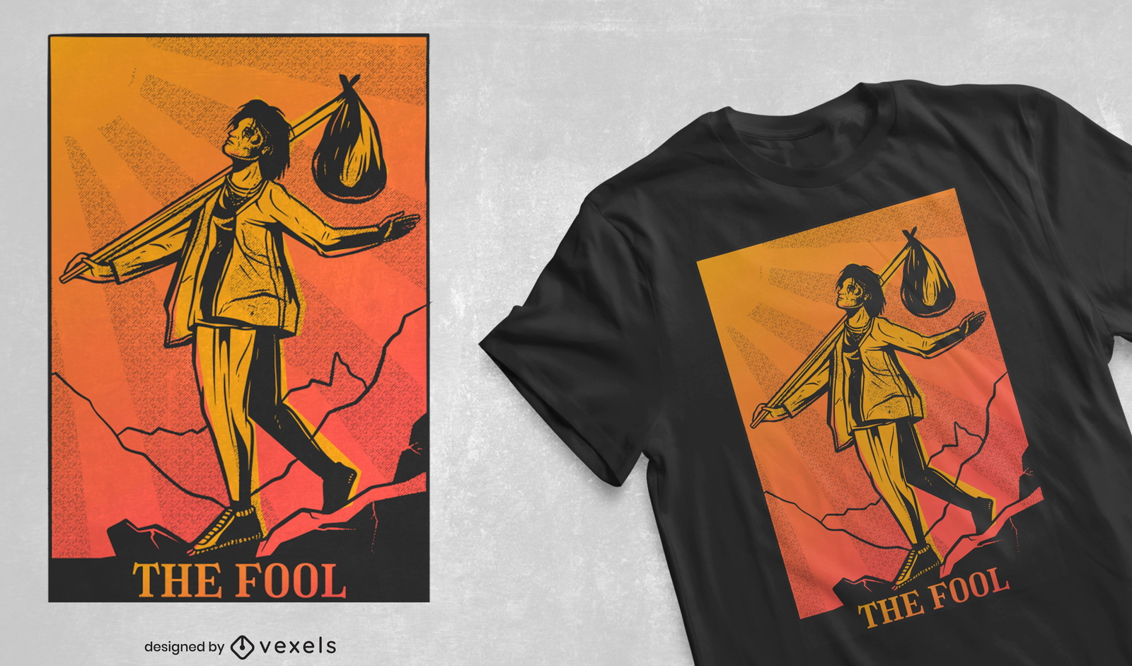 Design de t-shirt com cartas de tarô The Fool