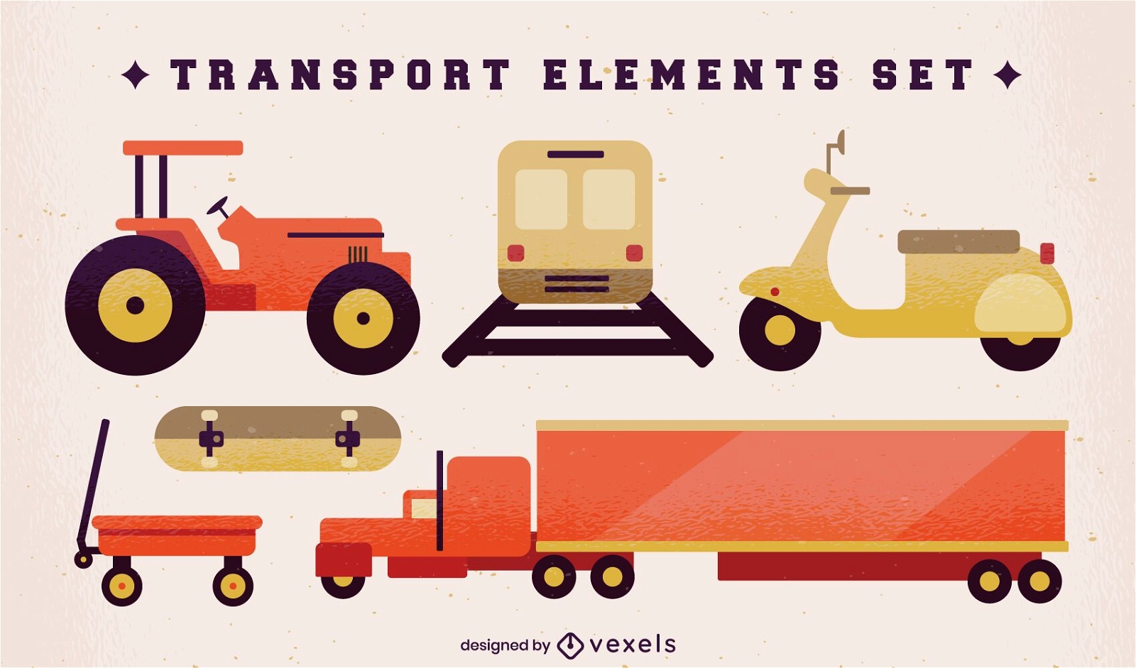 Conjunto semi plano de elementos de transporte