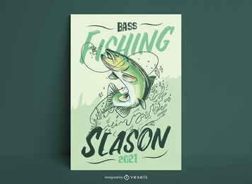 Bass fishing season poster template