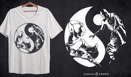 Diseño de camiseta deportiva de artes marciales yin yang.