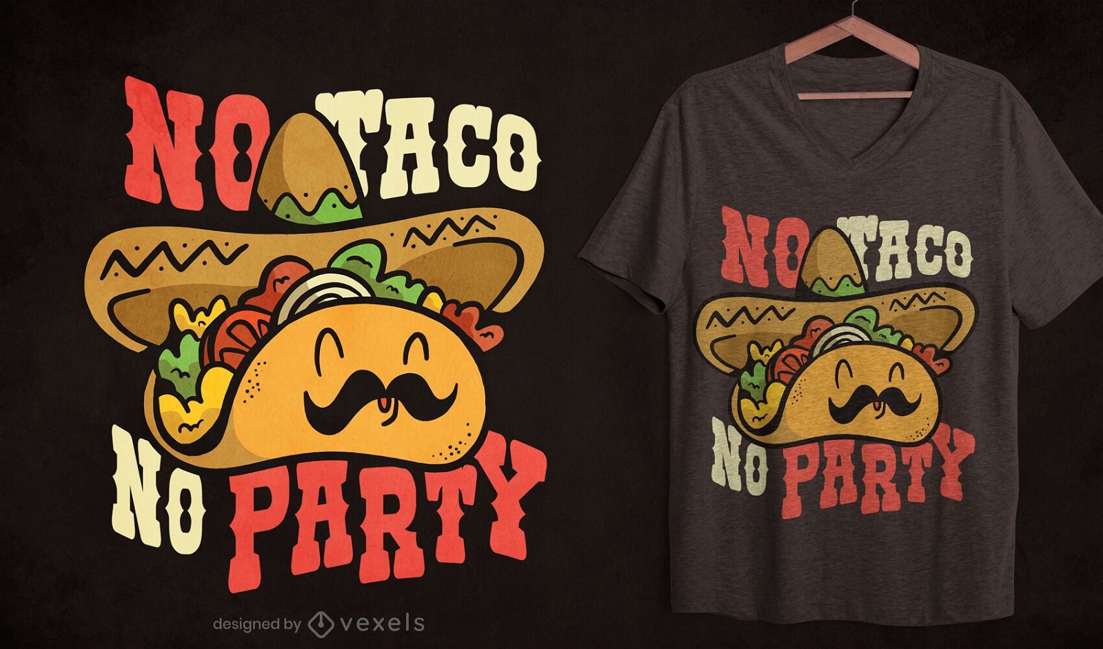 Mexikanische Taco-Party-Cartoon-T-Shirt-Design