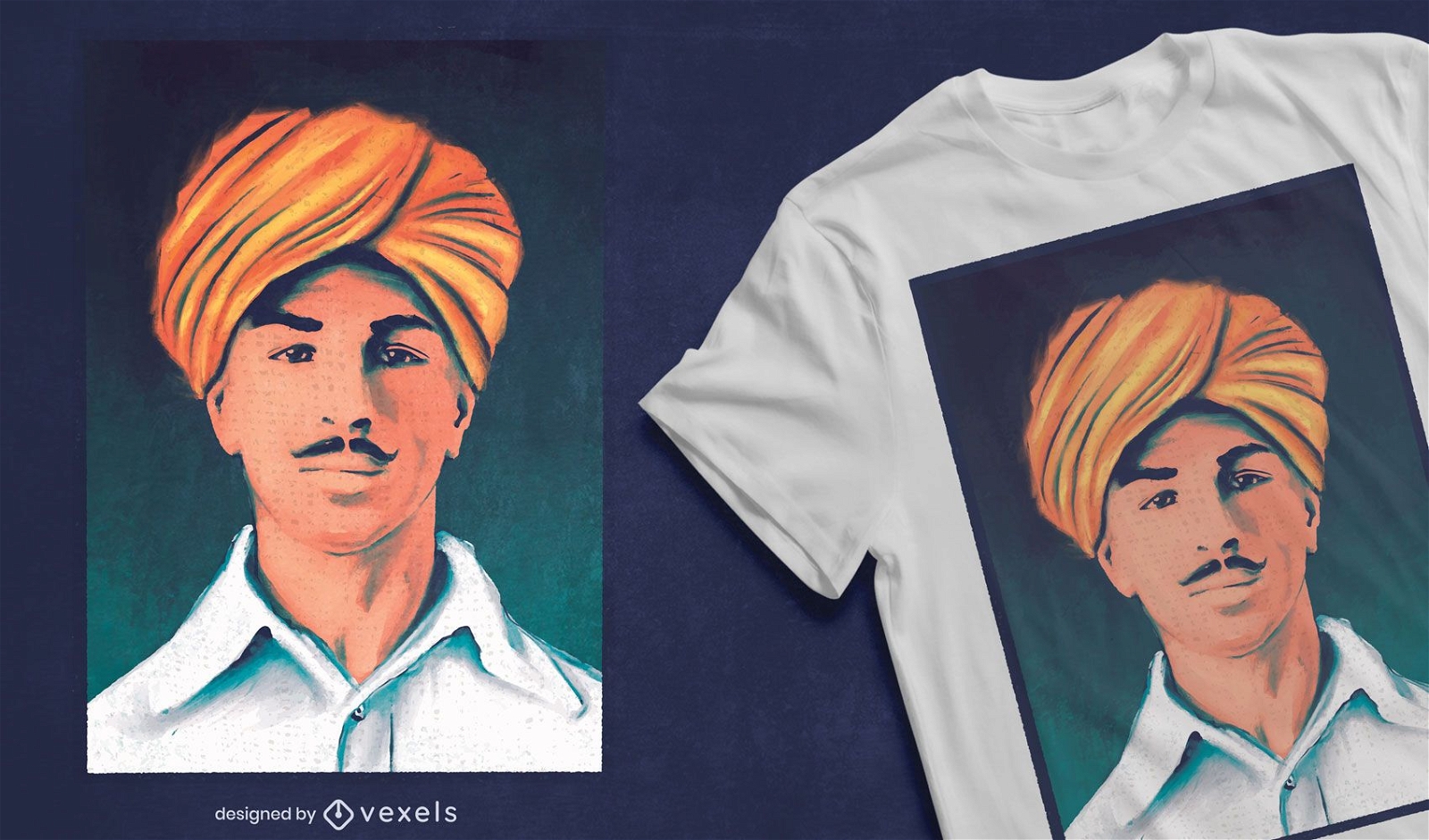 Desenho de t-shirt do retrato indiano Bhagat Singh