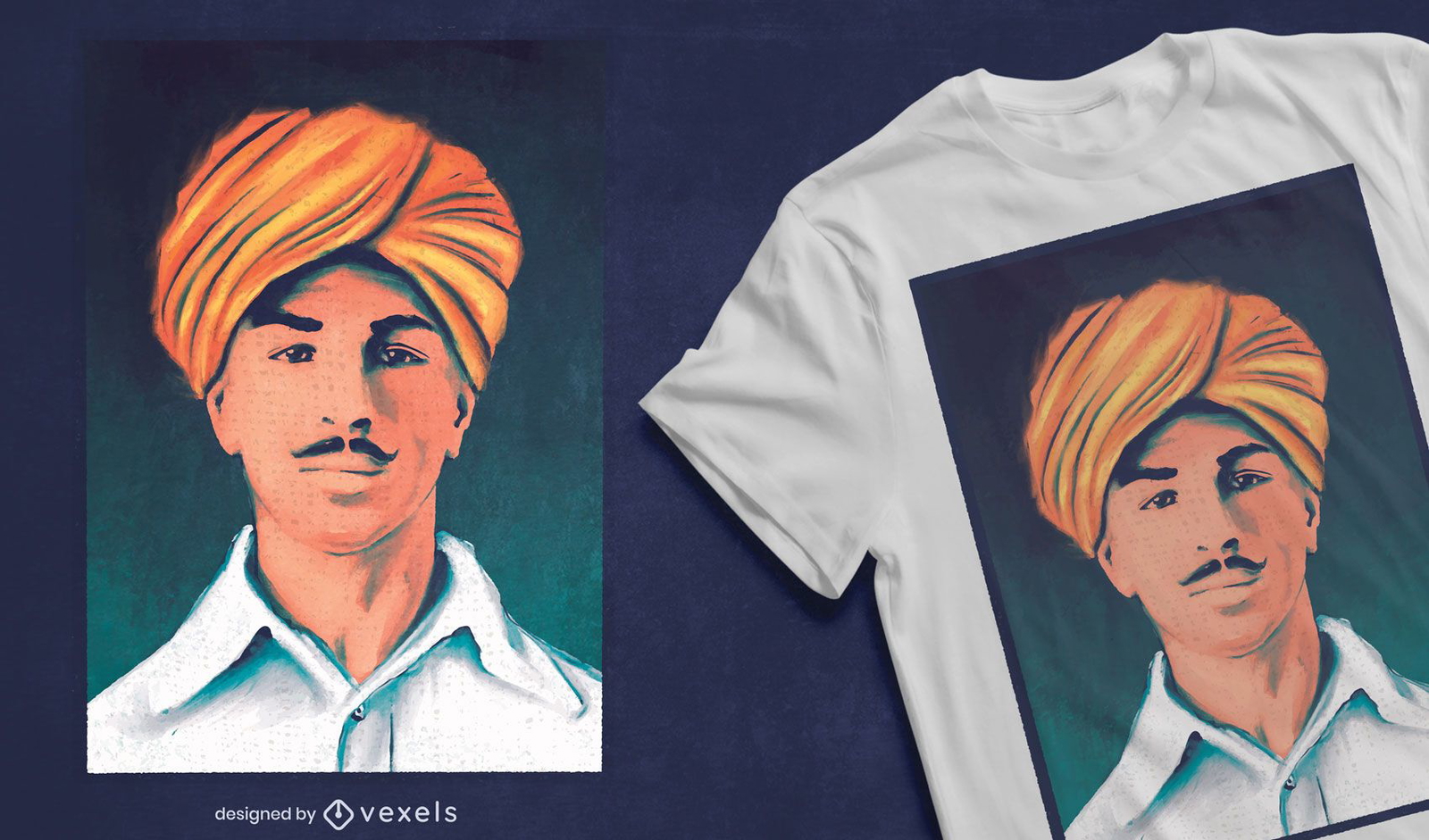 Diseño de camiseta de retrato indio Bhagat Singh