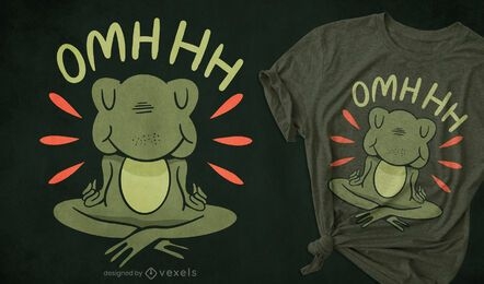Diseño de camiseta de dibujos animados de rana de meditación