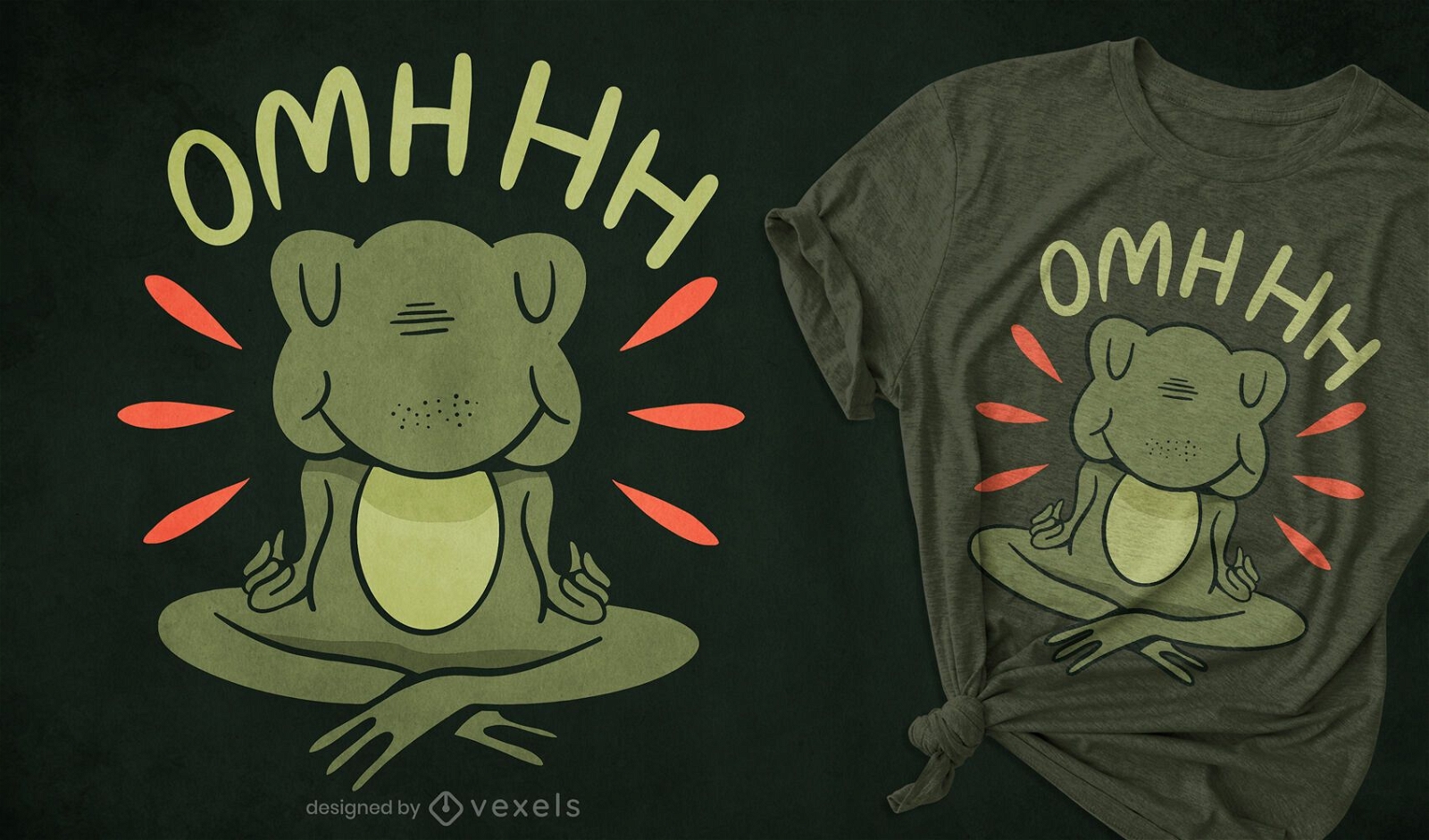 Meditationsfrosch-Cartoon-T-Shirt-Design