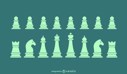 Classic Chess Pieces Stroke Set Vector Download