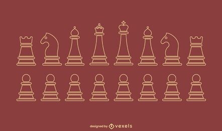 Chess simple pieces stroke set