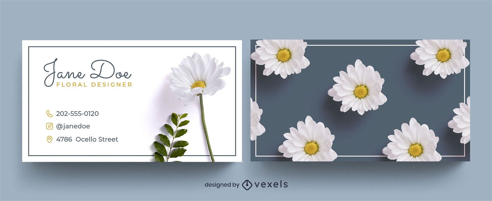 Business card template photographic flower pattern