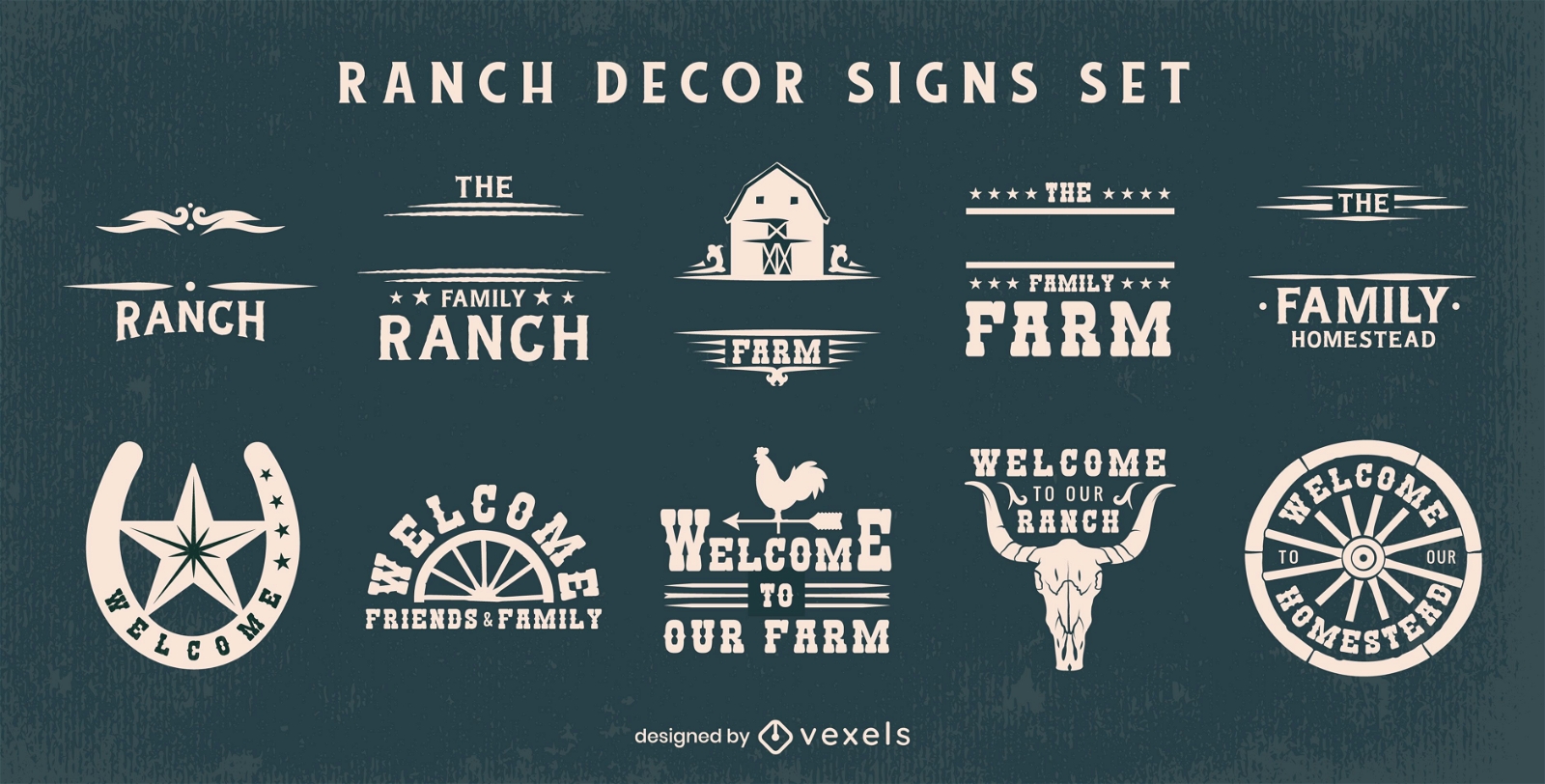 Ranch farm decor set of signs