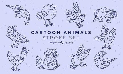 Conjunto de elementos de animais de desenho animado