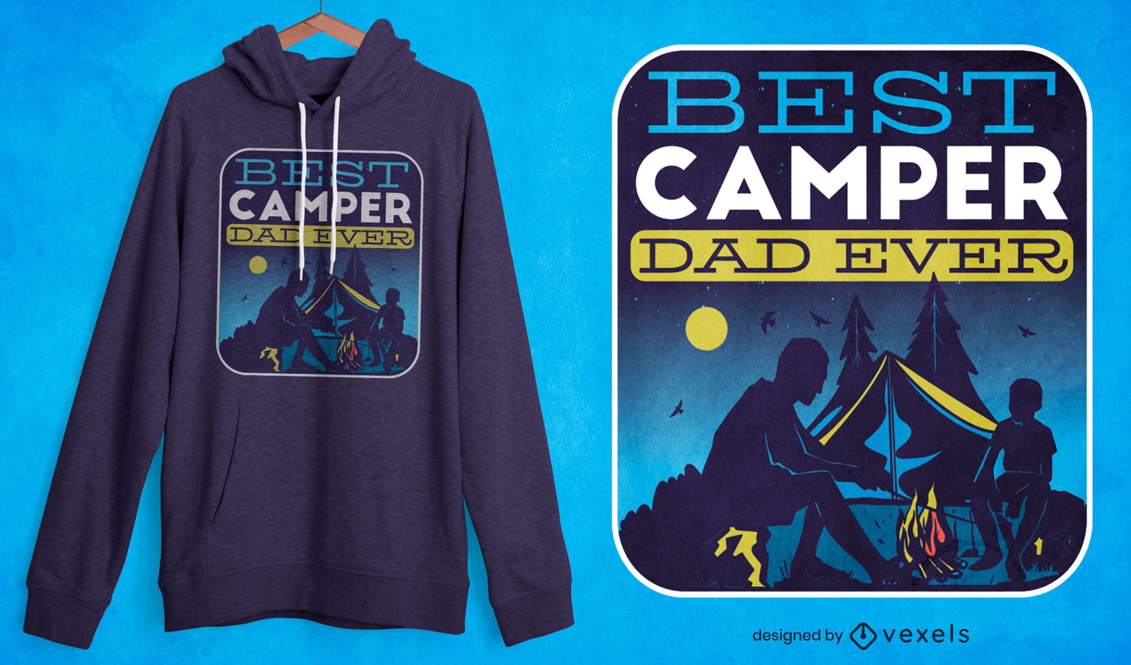 Design de t-shirt para pai e filho no acampamento