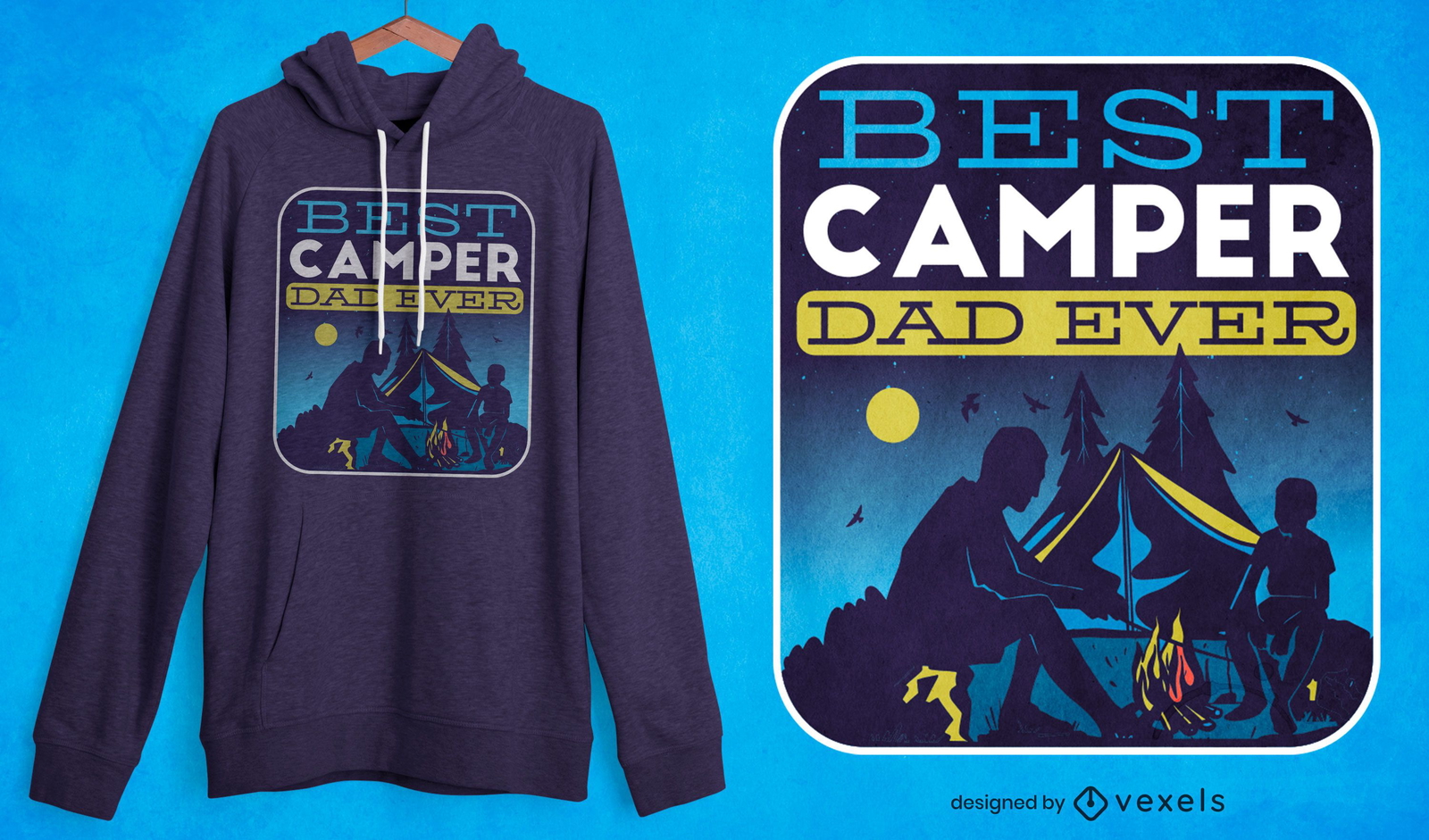 Diseño de camiseta de padre e hijo de camping.