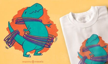 Diseño lindo de la camiseta del aro del hula del dinosaurio t-rex
