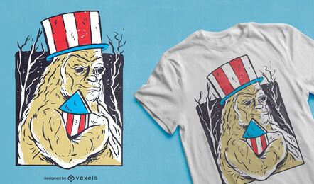 Patriotisches Bigfoot-Monster-T-Shirt-Design