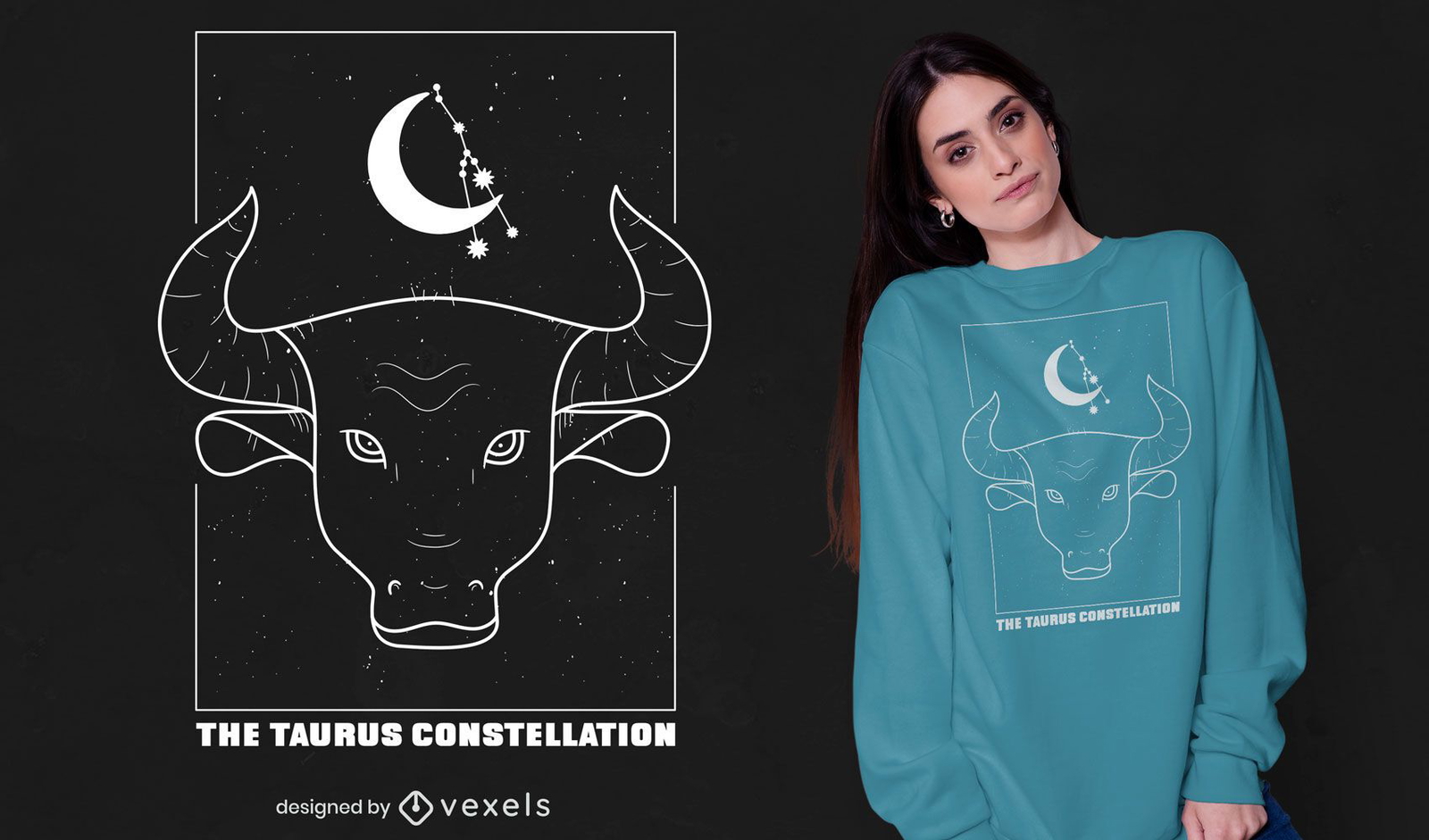 Design de camiseta com o signo do zodíaco da constelação de Touro