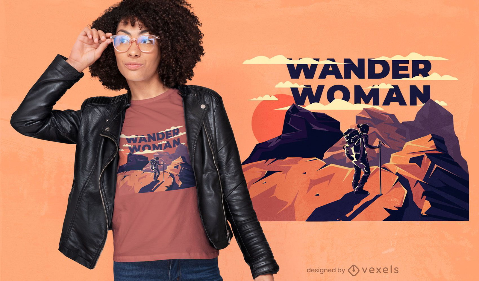 T-Shirt-Design für Frauen, die Berge wandern