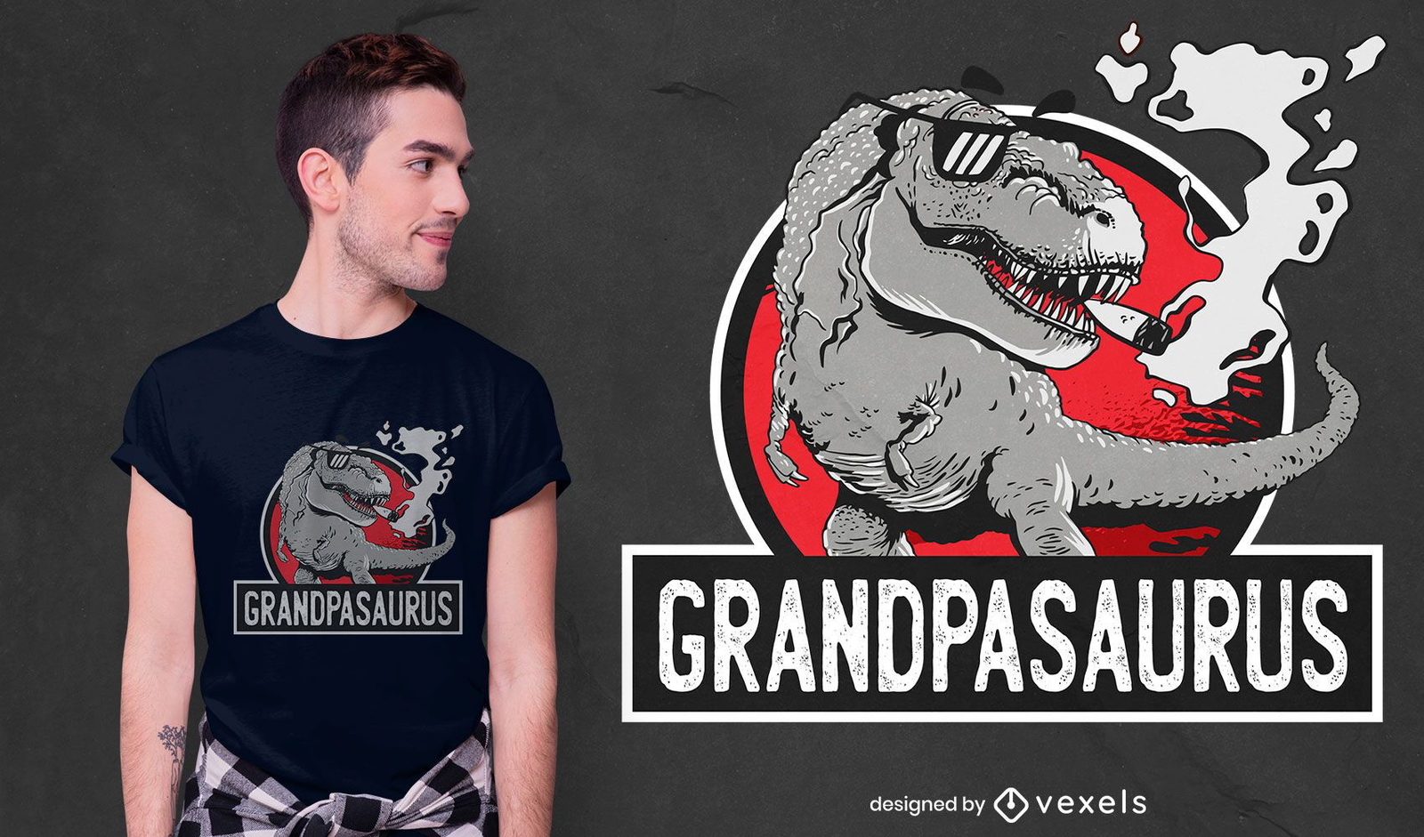 Diseño de camiseta de dinosaurio abuelo t-rex.