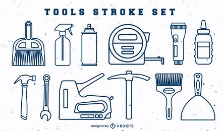 Garage tools stroke set of elements