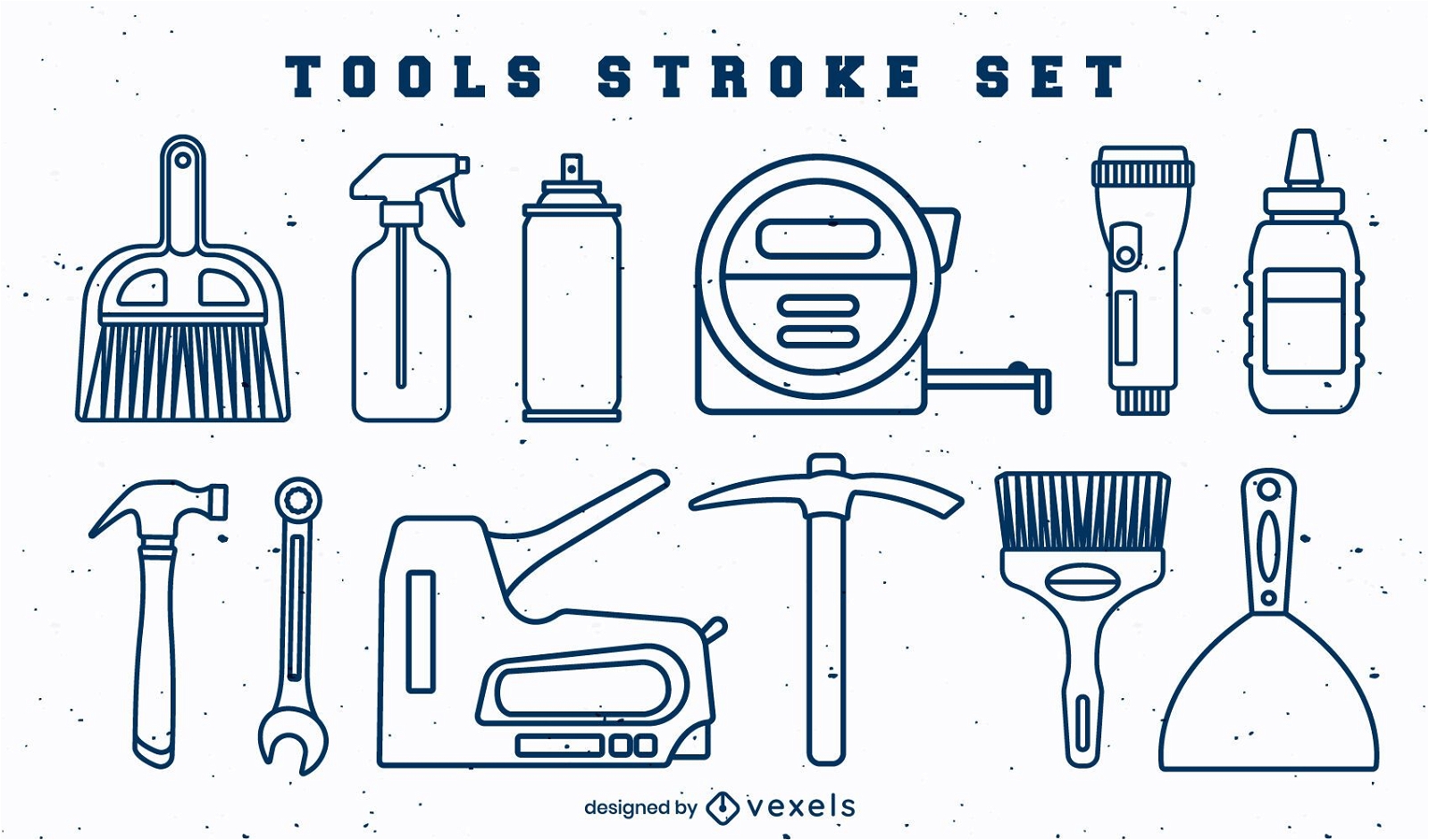 Garage tools stroke set of elements