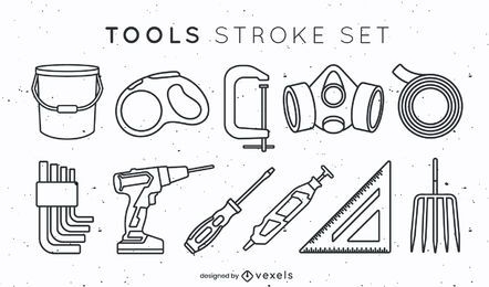 Set of tool elements in stroke style