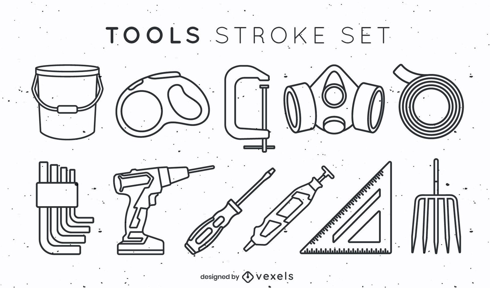 Conjunto de elementos de ferramenta em estilo de traçado