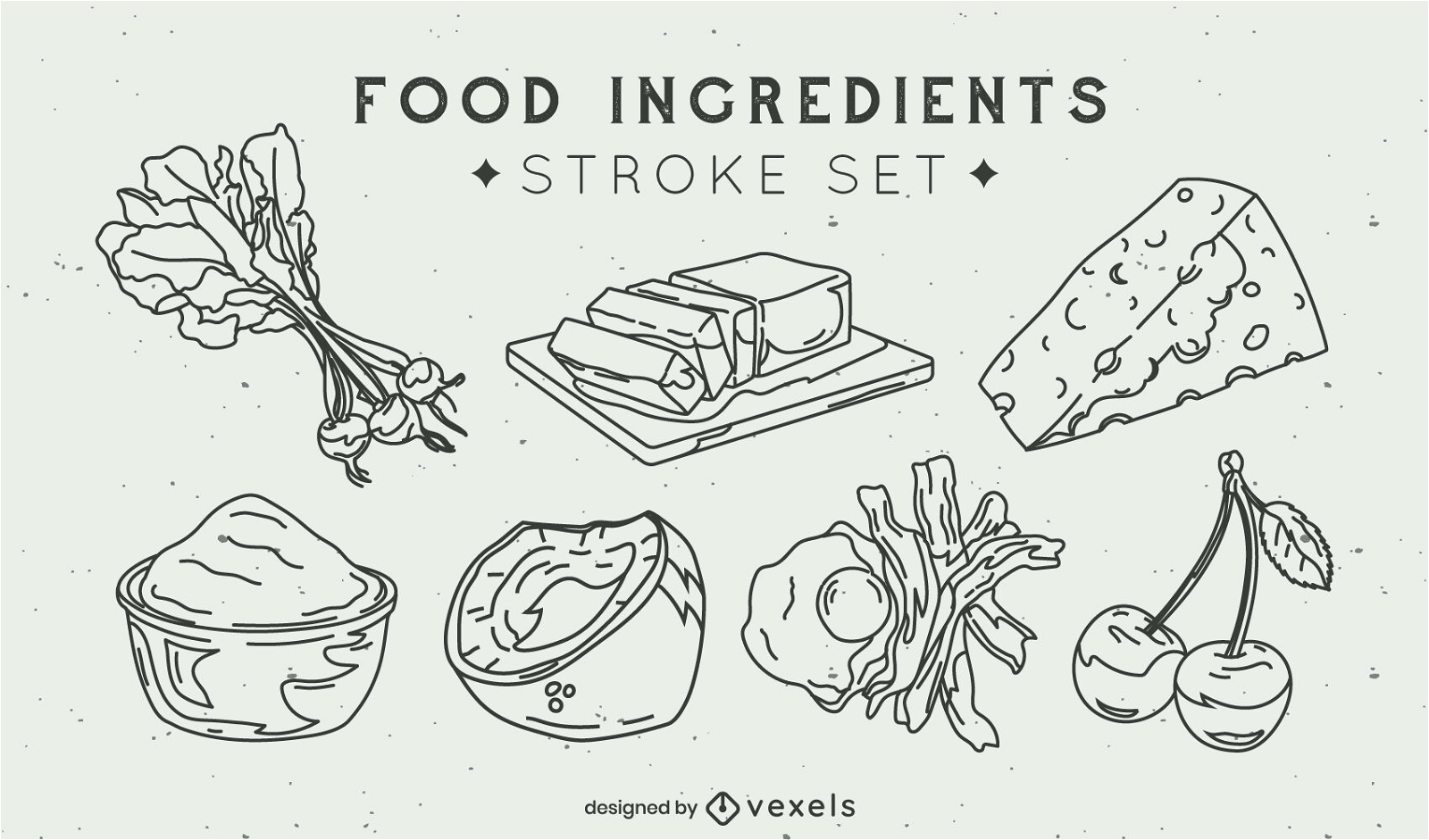 Food elements ingredients stroke set