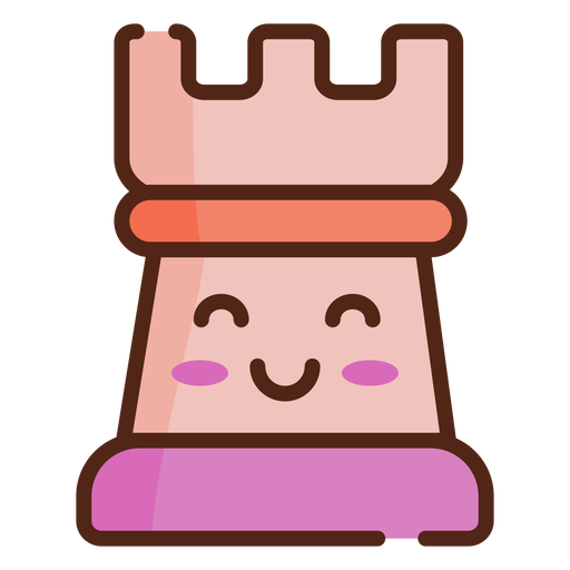 Rook cute chess piece color stroke PNG Design