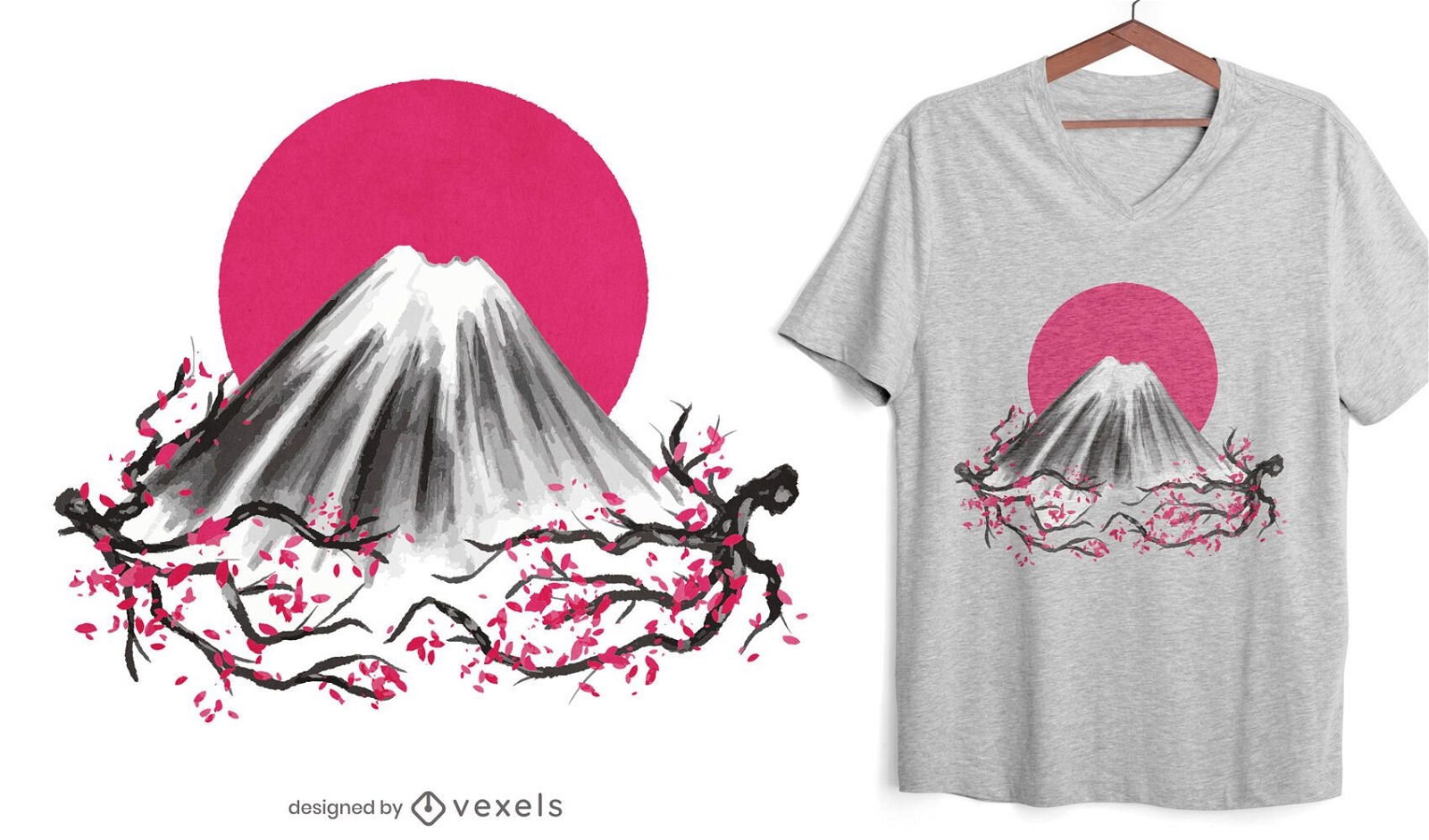 Design de t-shirt da natureza japonesa da montanha Fuji