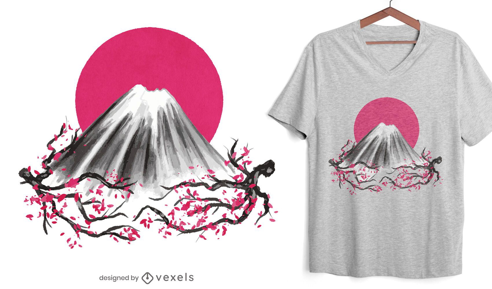 Diseño de camiseta de naturaleza japonesa Fuji mountain