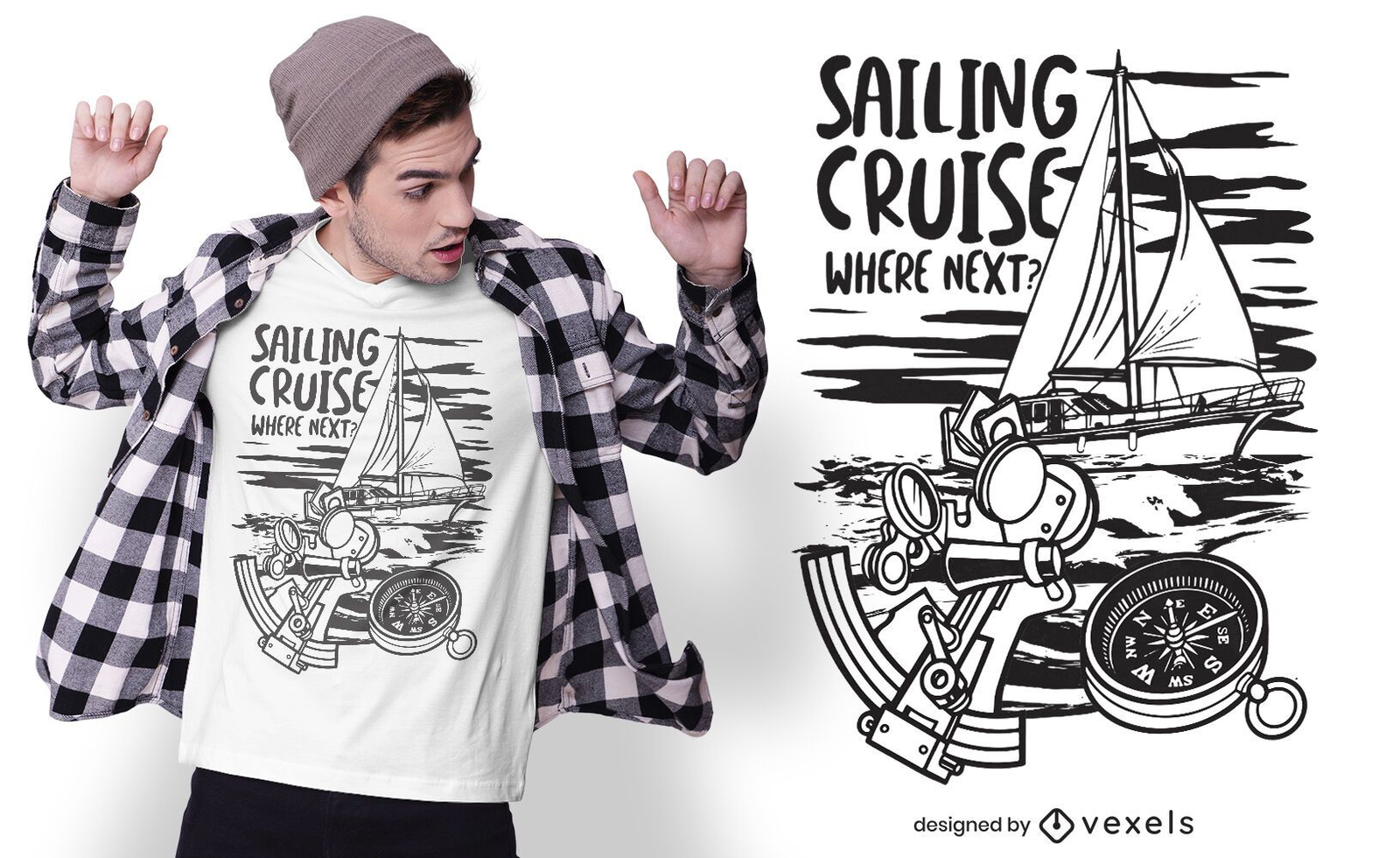 Diseño de camiseta de crucero de vela.