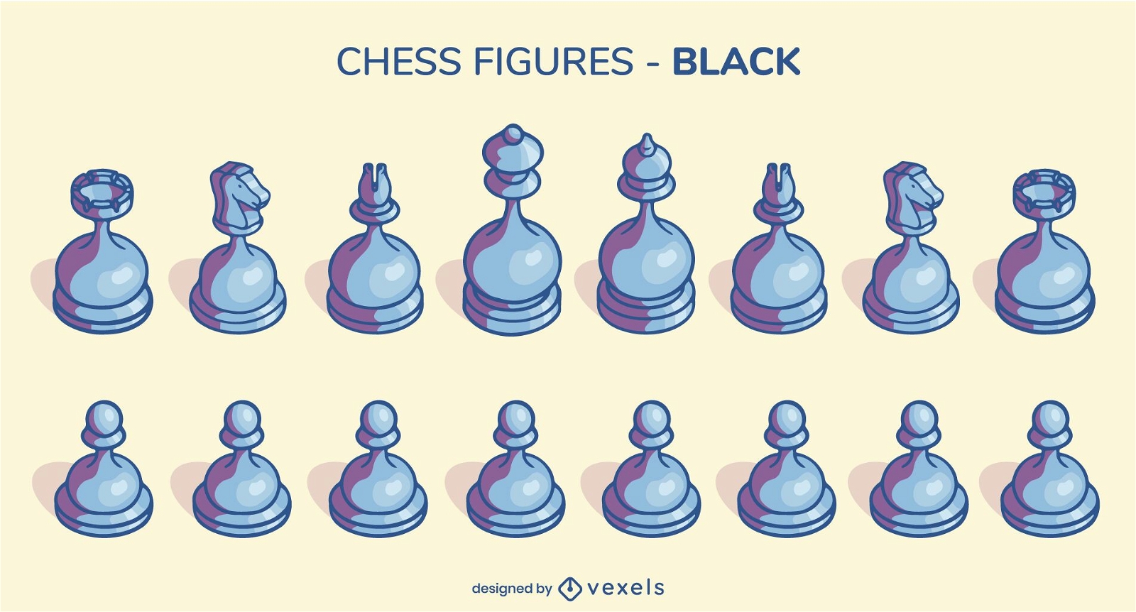 Conjunto de ilustraci?n de figuras de ajedrez redondeadas oscuras
