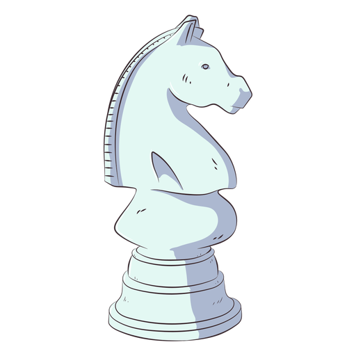 Knight white chess piece line art illustration