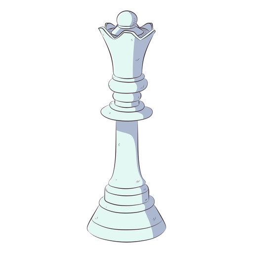 Queen white chess piece line art illustration