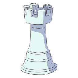 Rook white chess piece line art illustration